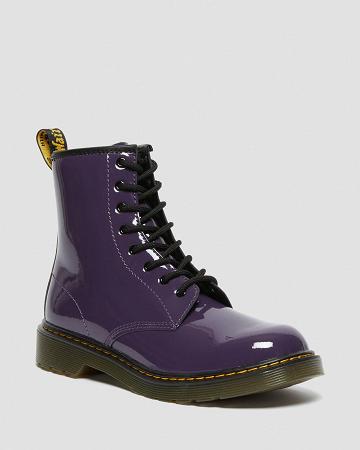 Purple Kids' Dr Martens Youth 1460 Patent Leather Lace Up Boots | CA 713WNB